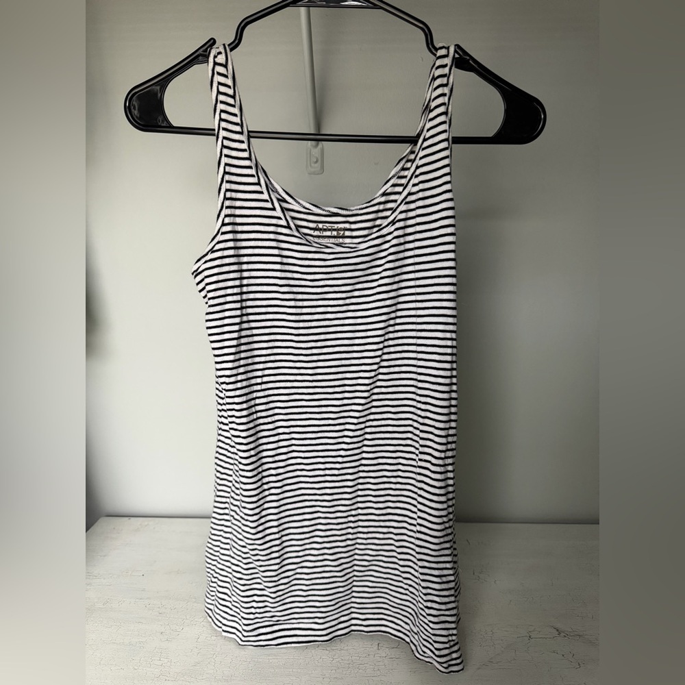 Apt. 9 Black and White Striped Tank Top